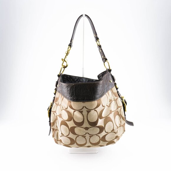 Coach Handbags - COACH Zoe Classic Signature Hobo Shoulder Bag